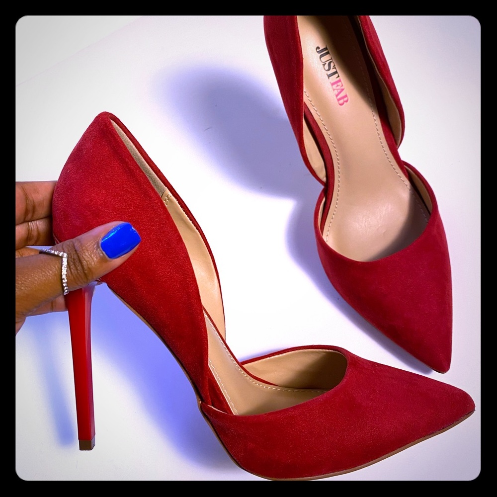 Red Suede Pumps